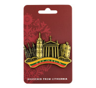 Metal magnet Vilnius with famous landmarks